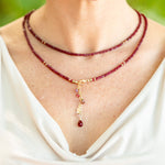 Long Rubies Gold Necklace