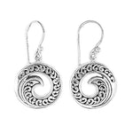Ornate Sterling Silver Maui Wave Earrings