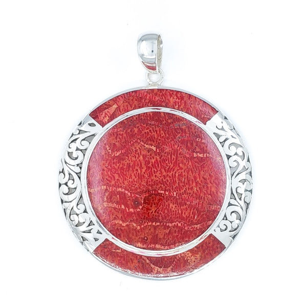 Elegant pendant offers made of silver with a red coral agate stone. Lanceolate pendant. Red pendant. Red coral agate stone