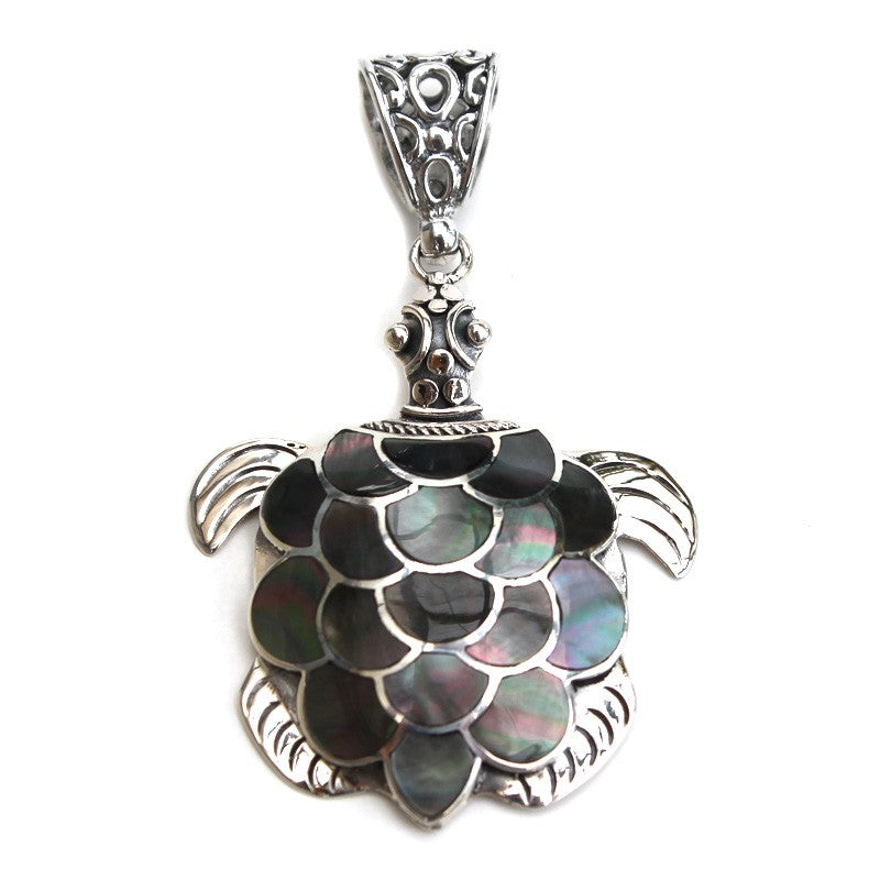 Fancy Large Turtle Pendant with Black Mother of Pearl