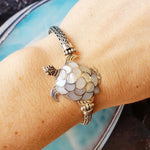 Sterling Silver Turtle Bracelet with White Mother of Pearl