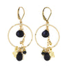 Round Hammered Gold Earrings with Black Spinel and Maui Charms
