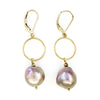 Pink Fireball Pearl Gold Earrings