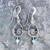 Moamoa Earrings - Sterling Silver Nautilus with Larimar