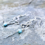 Ma’alaea Earrings - Sterling Silver Whale Tail with Larimar