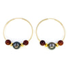 14k Gold Filled Hoop Earrings with 8-9mm Tahitian Pearls and Monkeypod Wood Beads
