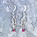 Honolua Earrings - Sterling Silver Mermaids with Pink Tourmaline