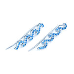 Sterling Silver & Blue Topaz Earrings with 3 Waves (Earcrawler)