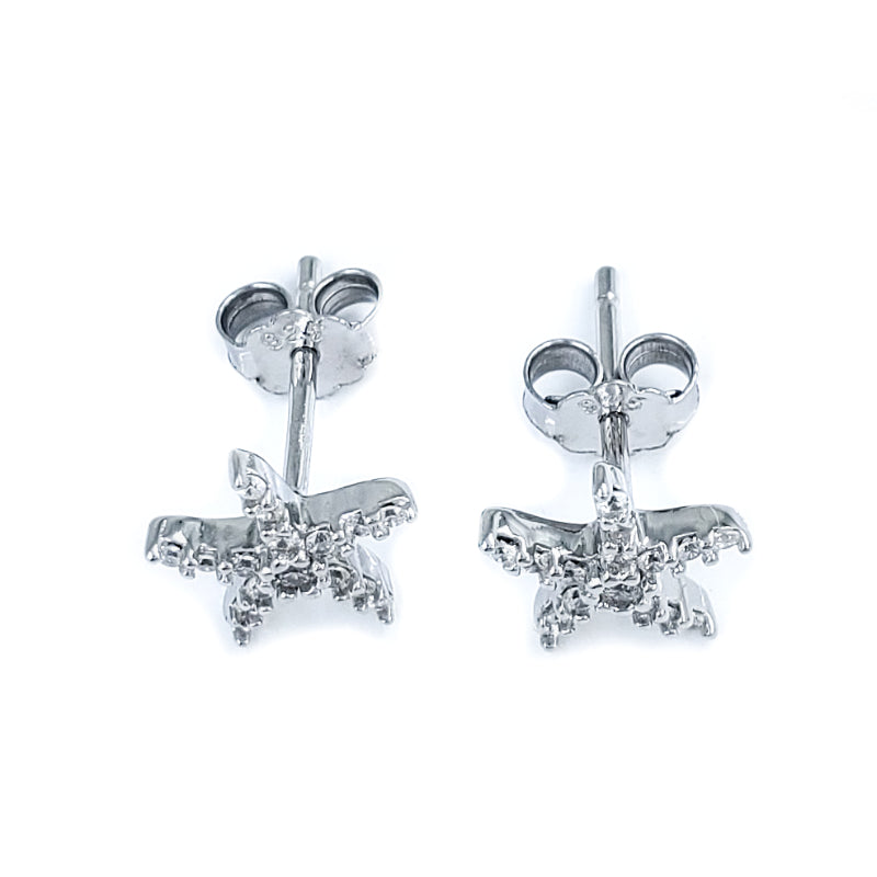 Sterling Silver & Cubic Zirconia Starfish Earrings