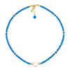 Apatite Gemstones Necklace with White Edison Pearl