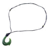 Jade Fish Hook Necklace with Adjustable Jade Beads on Black Nylon Cord