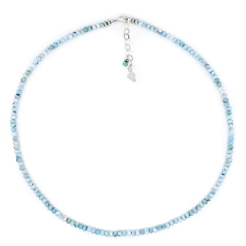 Beaded Larimar and Sterling Silver Necklace