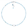 Beaded Larimar & Sterling Silver Necklace with White Edison Pearl