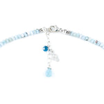 Beaded Larimar & Sterling Silver Necklace with White Edison Pearl