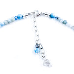 2mm or 3mm Beaded Larimar, Blue Topaz, and Sterling Silver Necklace