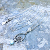Moamoa Necklace - Sterling Silver Nautilus with Larimar on 16”, 18” or 20” Sterling Silver Chain