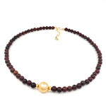 Monkeypod Wood Bead Necklace with 11mm Golden Edison Pearl