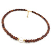Monkeypod Wood Bead Necklace with 11mm White Edison Pearl