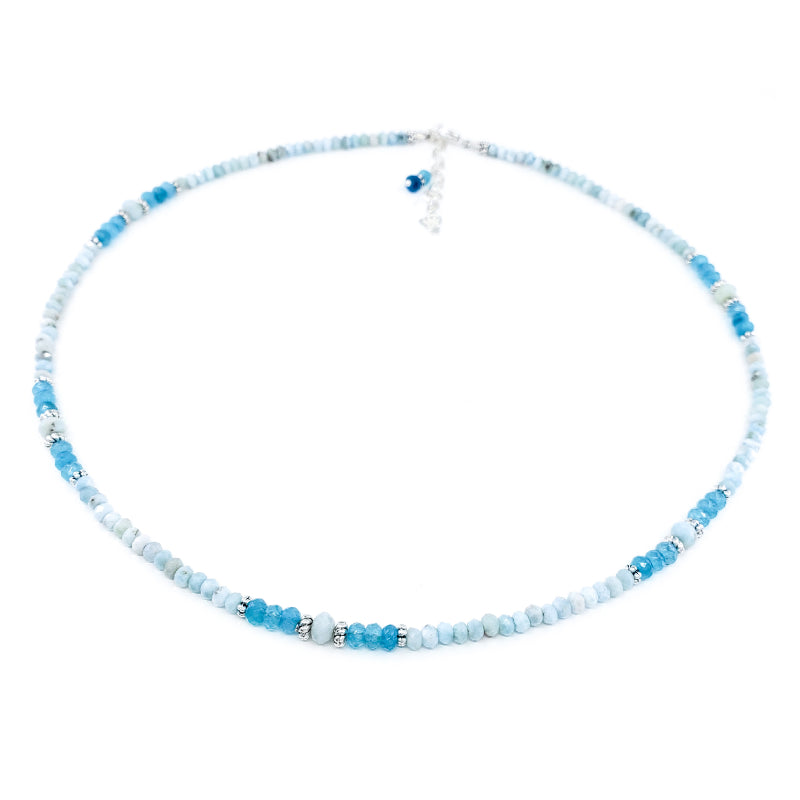Larimar and Apatite Necklace in Sterling Silver