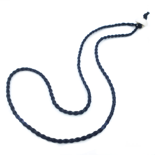 Hand Braided Black Nylon Surfsafe Necklace with Puka Shell Clasp