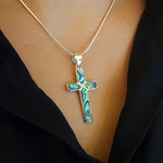 Sterling Silver Cross Pendant with Abalone Shell