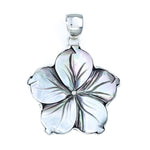 Gray Mother of Pearl & Sterling Silver Hibiscus Pendant