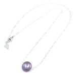 Sterling Silver Paperclip Chain Necklace with 10-11mm lavender Edison Pearl