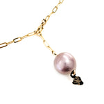 12-13mm Lavender Edison Pearl Necklace on Thick 14k Gold Filled Paperclip Chain