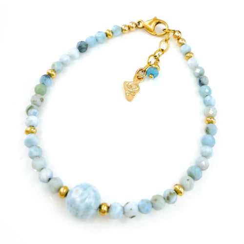Larimar & 14k Gold Filled Necklace, Bracelet & Earrings