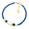 White Edison Pearl, Blue Hematite, 14k Gold Filled Necklace, Bracelet & Earrings