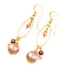Pink Edison Pearl, Rhodochrosite, & 14k Gold Filled Necklace, Bracelet & Earrings