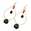 Tahitian Pearls, Rubies, Sapphires & 14k Gold Filled Earrings