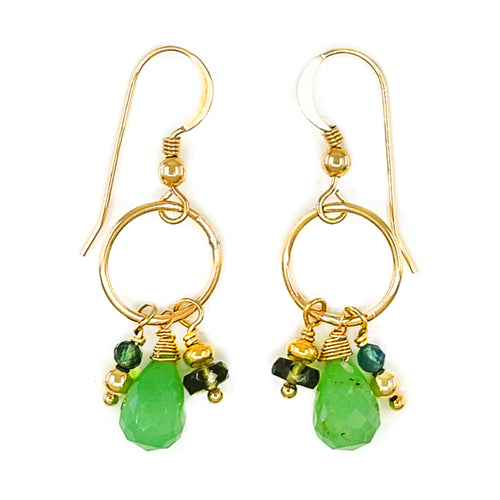 Aventurine, Tourmaline & 14k Gold Filled Earrings