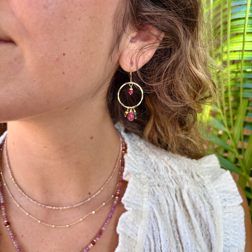 Watermelon Tourmaline & 14k Gold Filled Earrings