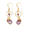 Pink Freshwater Pearls, Rhodonite & 14k Gold Filled Earrings