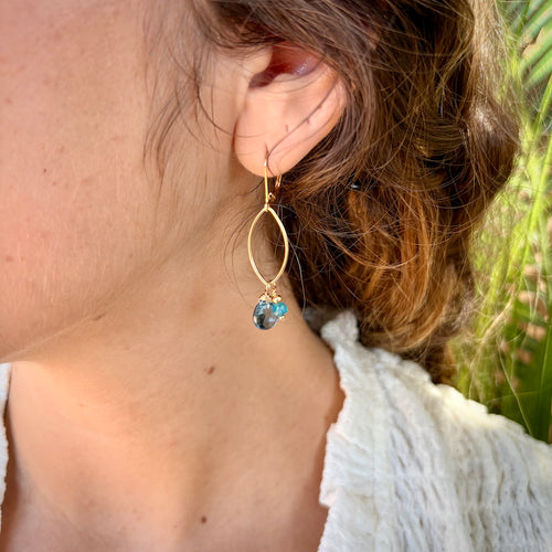 Blue Topaz, Apatite & 14k Gold Earrings