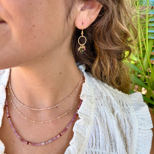Watermelon Tourmaline & 14k Gold Earrings