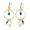 White Edison Pearl, Apatite, Hematite & 14k Gold Filled Earrings