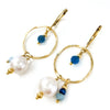 White Edison Pearl, Blue Hematite, 14k Gold Filled Necklace, Bracelet & Earrings