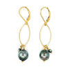 Tahitian Pearls, Pyrite & 14k Gold Filled Earrings