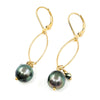 Tahitian Pearls, Pyrite & 14k Gold Filled Earrings