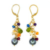 Tahitian Pearls, Amethyst, Carnelian, Peridot, Rubies & 14k Gold Gilled Earrings