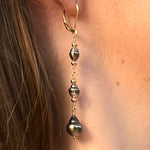 Tahitian & Keshi Pearls on Gold Filled Chain & Earrings