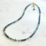 Moss Aquamarine & 14k Gold Fliled Necklaces with Tahitian Pearls