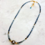 Moss Aquamarine & 14k Gold Fliled Necklaces with Tahitian Pearls