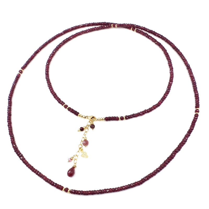 Long Rubies Gold Necklace