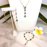 Tahitian & Keshi Pearls on Gold Filled Bracelet, Earrings, & Necklace with Gemstones