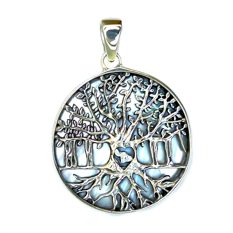 Sterling Silver & Mother Of Pearl Lahaina Banyan Tree Pendant