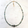 Roman Glass & 14k Gold Filled Bead Necklaces with Tahitian or White Edison Pearl