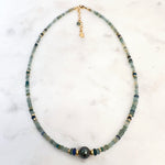 Roman Glass & 14k Gold Filled Bead Necklaces with Tahitian or White Edison Pearl